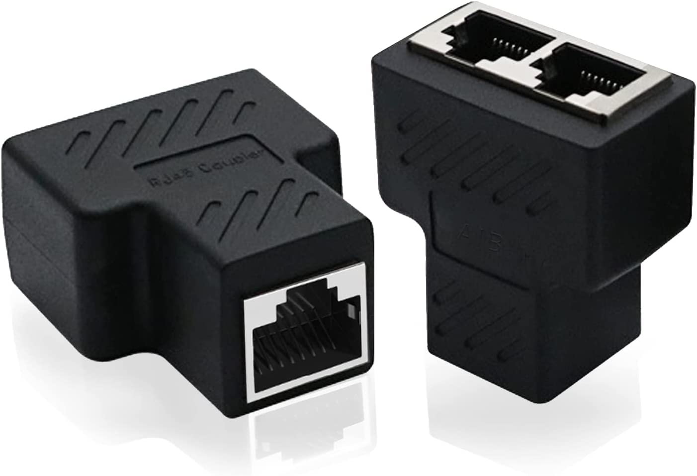 2 pieces RJ45 Coupler, Ethernet Coupler, in Line Coupler for Super Cat5, Cat5e, Cat6, Cat7 LAN Ethernet Socket Connector Adapter, 1 to 2 Ethernet Splitter Coupler Adapter