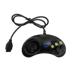 Xspeedonline 2Pcs Black 6-Button Wired Game Controller for SEGA Genesis, Gamed Joystick for Nintendo SNES