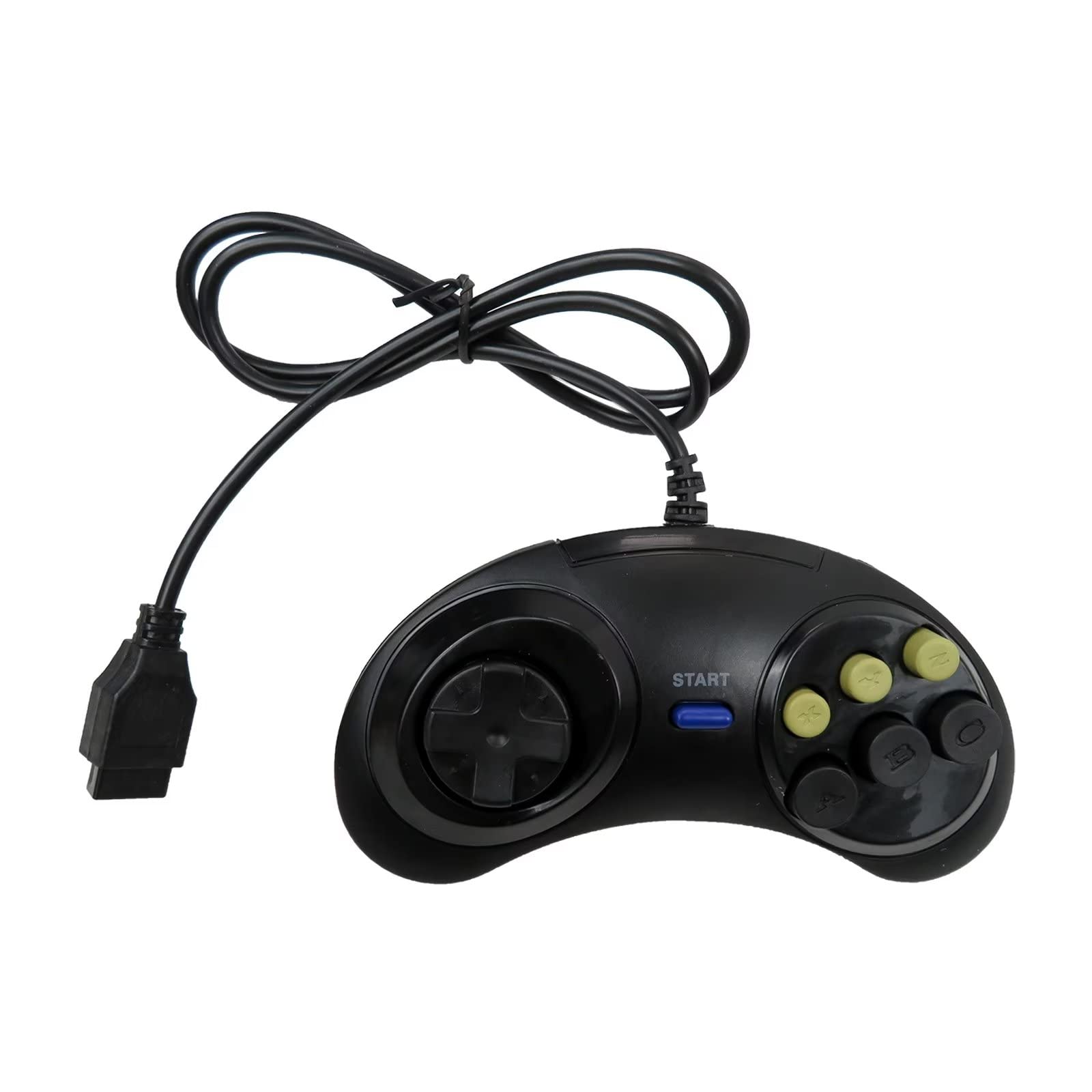 Xspeedonline 2Pcs 6-Button Wired Game Controller Compatible for Sega Genesis for Nintendo SNES Platform, Black