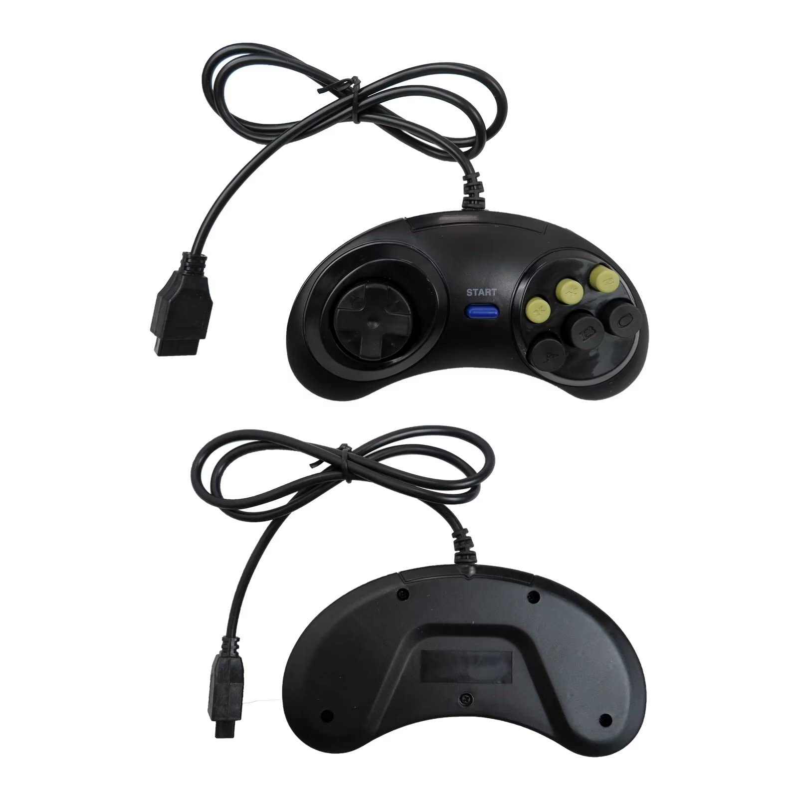 Xspeedonline 2Pcs Black 6-Button Wired Game Controller for SEGA Genesis, Gamed Joystick for Nintendo SNES