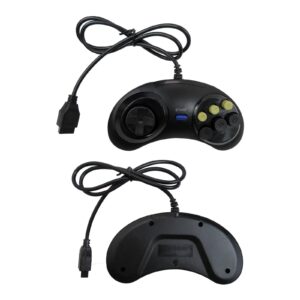 Xspeedonline 2Pcs 6-Button Wired Game Controller Compatible for Sega Genesis for Nintendo SNES Platform, Black