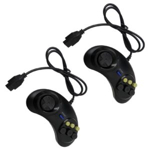 Gxcdizx 2Pack Black 6 Button Game Controller for SEGA Genesis Gaming System