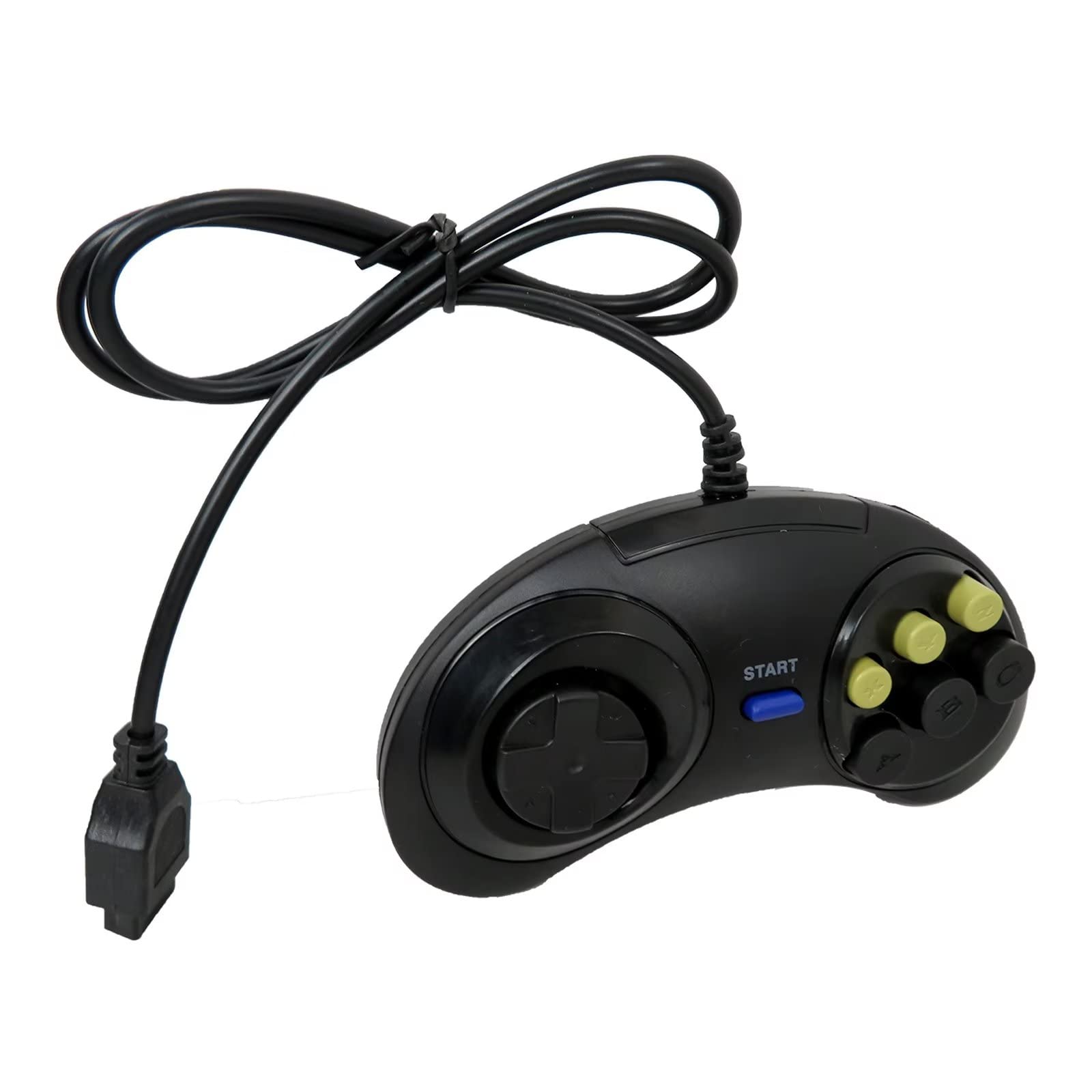 Xspeedonline 2Pcs Black 6-Button Wired Game Controller for SEGA Genesis, Gamed Joystick for Nintendo SNES