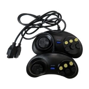 xspeedonline 2pcs wired game controller with 8-way directional pad 6-digital buttons for nintendo snes platform, gamed joystick compatible for sega genesis, black