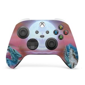 head case designs officially licensed ed beard jr moon song wolf moon dragons vinyl sticker gaming skin decal cover compatible with xbox series x/s controller