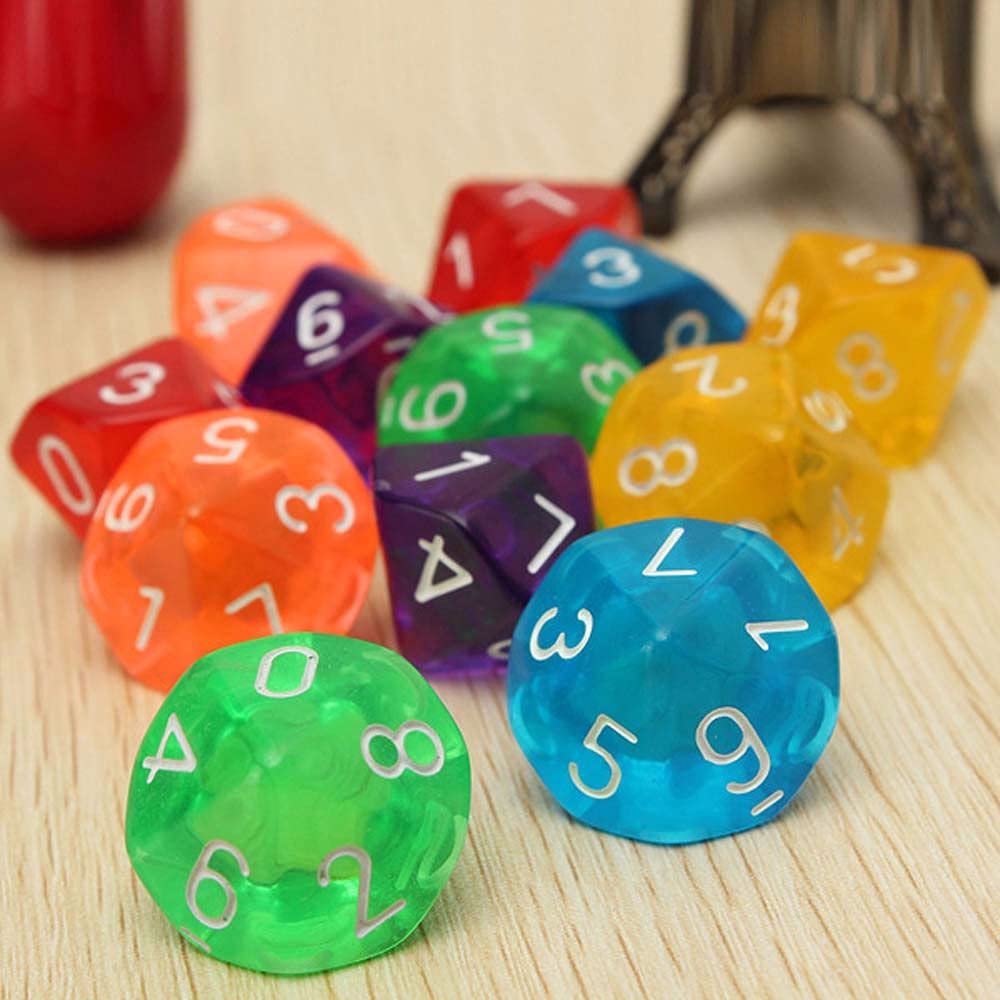 Pack of 10 D10 Dices, 10 Sided Plastic Polyhedral Dice for RPG MTG DND Dice Table Games, Board Game, Dungeons and Dragons Dice(Purple)