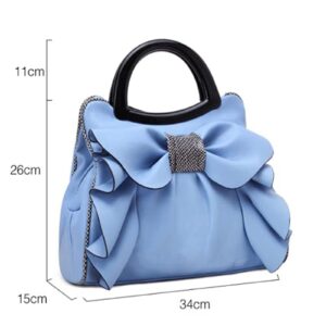 Women Leather Waterproof Bow Knot Top Handle Shoulder with Zipper Bags,Fashion Casual daily use Tote Bag (Red)