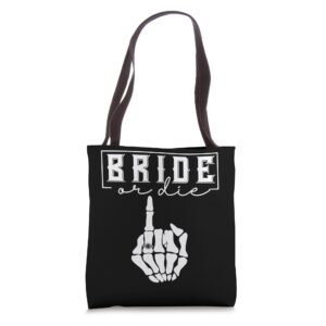 halloween bachelorette party bride or die matching spooky tote bag