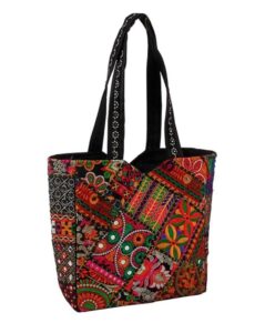 kaleidoscope accessories banjara bag tote collection, medium handbag, black multi