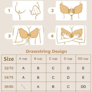 Cmojsk Sticky Bra, Backless Strapless Bra Push Up, Adhesive Invisible Lift Up Bras 2 Pairs Black/Beige