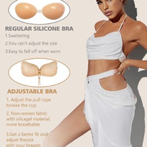 Cmojsk Sticky Bra, Backless Strapless Bra Push Up, Adhesive Invisible Lift Up Bras 2 Pairs Black/Beige