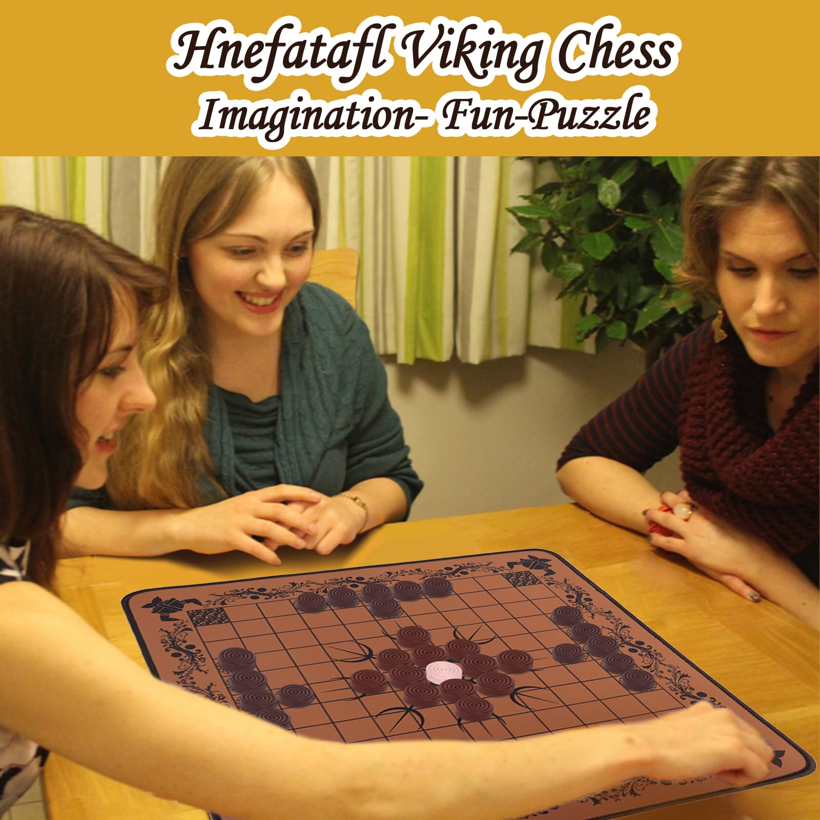 HNEFATAFL: Viking Chess Board Game, Authentic Traditional Two-Player Strategy Board Game, Travel Games with Chessboard. A Leather Game Board+37 Pieces+A Game Strategy+2 Plush Storage Bags