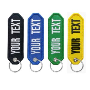 ssass customized keychain, personalized embroidery name number key tag unique text keychain accessories for luggage, car, motorcycles, atv car scooters