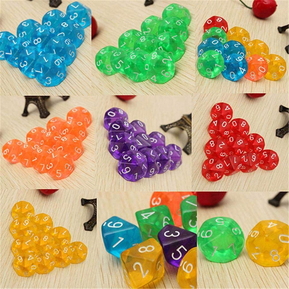 Pack of 10 D10 Dices, 10 Sided Plastic Polyhedral Dice for RPG MTG DND Dice Table Games, Board Game, Dungeons and Dragons Dice(Purple)