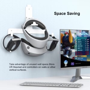 For PSVR 2 Wall Mount, Multifunctional Storage Bracket for VR Controller Gaming Headset Charging Cable, Display Holder