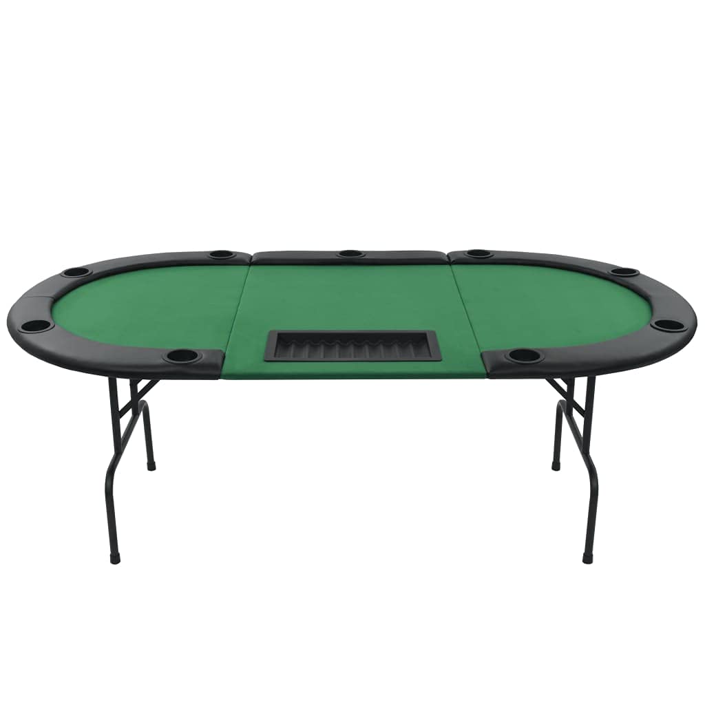 loibinfen 9-Player Oval Folding Poker Table, Folding Blackjack Casino Card Game Table with 9 Black Plastic Cup Holders, Folding Leisure Game Table, Portable Casino Table 81.1" x41.7 x29.9