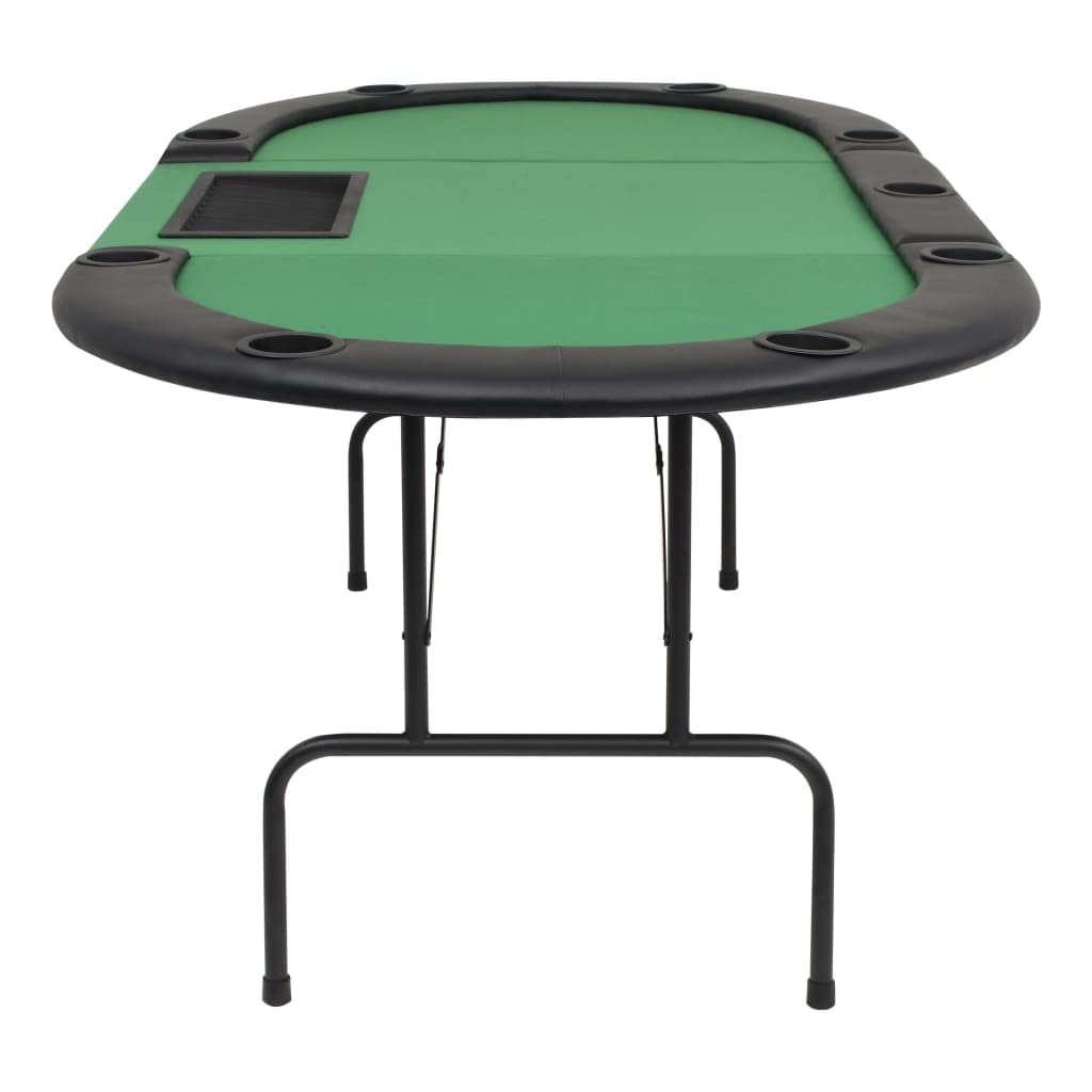 loibinfen 9-Player Oval Folding Poker Table, Folding Blackjack Casino Card Game Table with 9 Black Plastic Cup Holders, Folding Leisure Game Table, Portable Casino Table 81.1" x41.7 x29.9