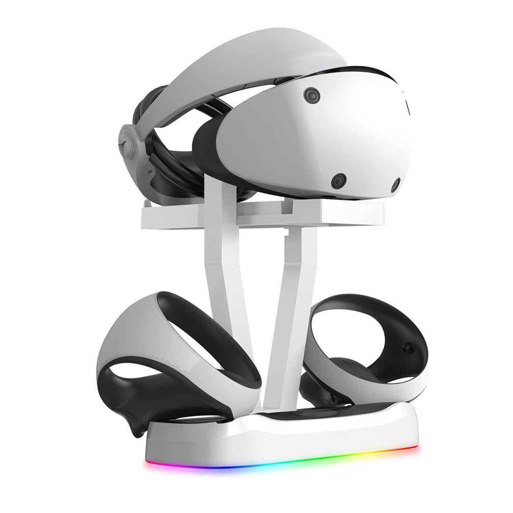 for PS5 VR2 Dual Sense Controller Charging Dock, for PSVR2 Magnetic Charging Station with RGB Lighting, VR2 Headset Display Stander VR Accessories