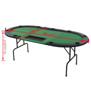 loibinfen 9-Player Oval Folding Poker Table, Folding Blackjack Casino Card Game Table with 9 Black Plastic Cup Holders, Folding Leisure Game Table, Portable Casino Table 81.1" x41.7 x29.9