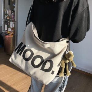 Canvas Messenger Vintage Bag Alt Emo Crossbody Bag Goth Punk Shoulder Satchels Harajuku Grunge Handbag (Apricot)