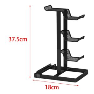 Metal Gaming Headset Stand Stable Tabletop Organizer Gift for Gamer Phone Mount Headset Holder Hanger for Gaming Handle Gamepad Accessories, Black