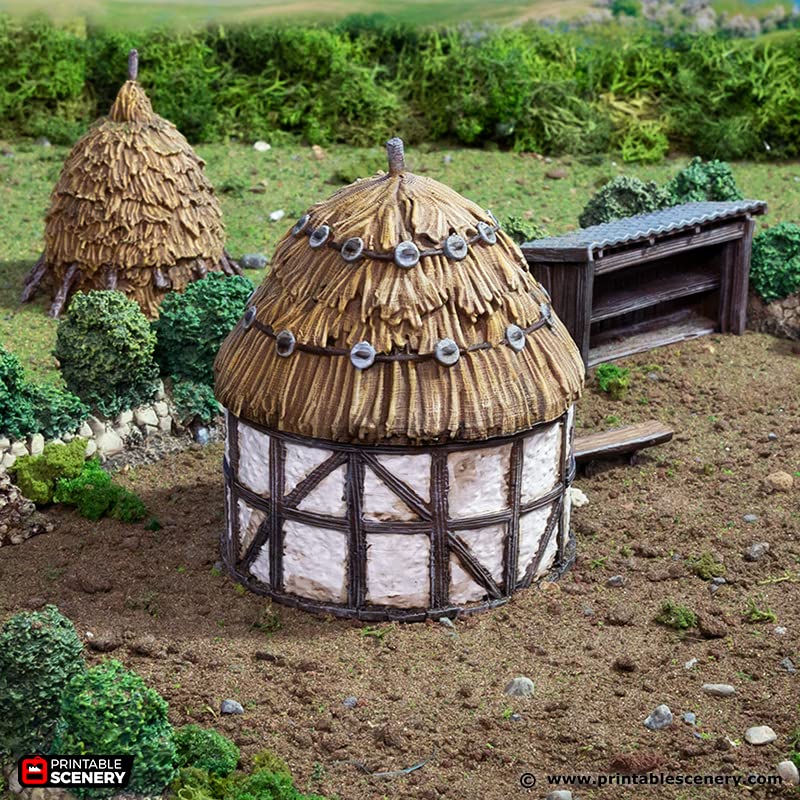 Small Round House Set DND Terrain for Dungeons and Dragons Terrain, D&D, Pathfinder, Warhammer 40k, Miniatures, D and D, Dungeons and Dragons Gifts, Dungeon Master