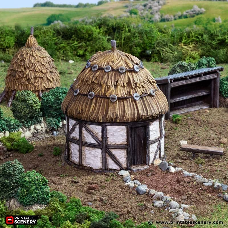 Small Round House Set DND Terrain for Dungeons and Dragons Terrain, D&D, Pathfinder, Warhammer 40k, Miniatures, D and D, Dungeons and Dragons Gifts, Dungeon Master