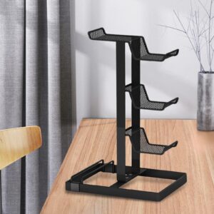 Metal Gaming Headset Stand Stable Tabletop Organizer Gift for Gamer Phone Mount Headset Holder Hanger for Gaming Handle Gamepad Accessories, Black