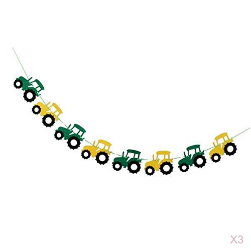 pistro 3X Beautiful Car Tractor Style Bunting Banner - 12.5x10.5cm