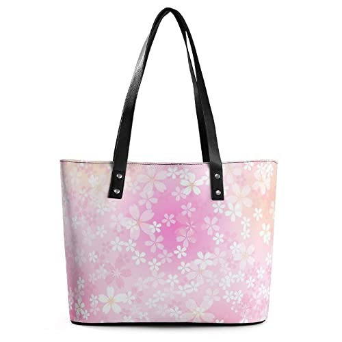 Womens Handbag Cherry Flowers Leather Tote Bag Top Handle Satchel Bags For Lady