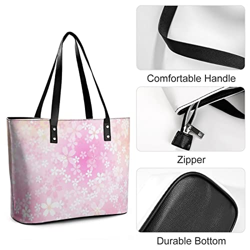 Womens Handbag Cherry Flowers Leather Tote Bag Top Handle Satchel Bags For Lady