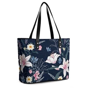 Womens Handbag Floral Flowers Leather Tote Bag Top Handle Satchel Bags For Lady