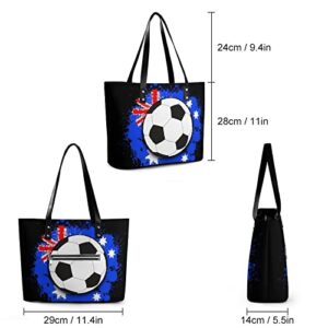 Womens Handbag Soccer Ball Leather Tote Bag Top Handle Satchel Bags For Lady