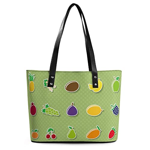 Womens Handbag Fruit Pattern Leather Tote Bag Top Handle Satchel Bags For Lady