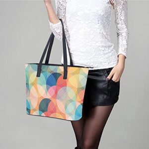 Womens Handbag Circle Pattern Leather Tote Bag Top Handle Satchel Bags For Lady