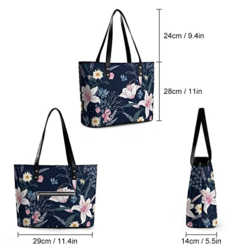 Womens Handbag Floral Flowers Leather Tote Bag Top Handle Satchel Bags For Lady