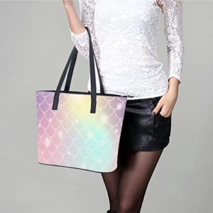 Womens Handbag Fish Scale Leather Tote Bag Top Handle Satchel Bags For Lady