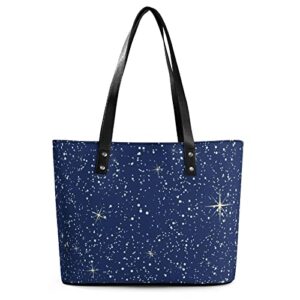 womens handbag stars pattern leather tote bag top handle satchel bags for lady