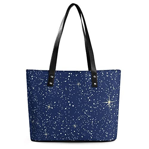 Womens Handbag Stars Pattern Leather Tote Bag Top Handle Satchel Bags For Lady