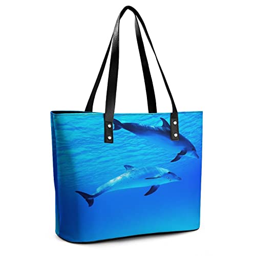 Womens Handbag Dolphin Leather Tote Bag Top Handle Satchel Bags For Lady