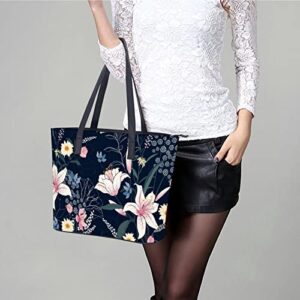 Womens Handbag Floral Flowers Leather Tote Bag Top Handle Satchel Bags For Lady