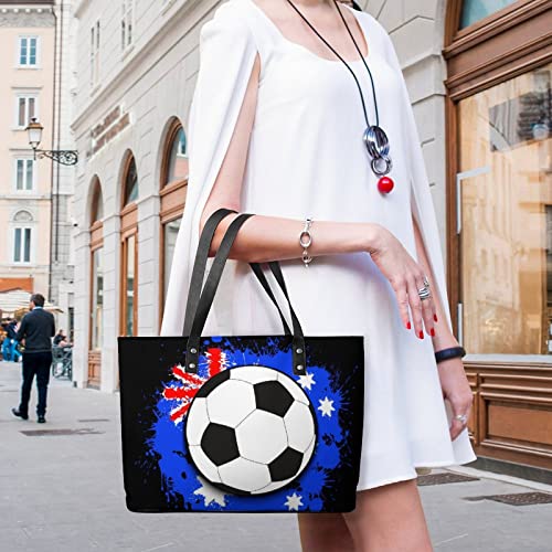 Womens Handbag Soccer Ball Leather Tote Bag Top Handle Satchel Bags For Lady