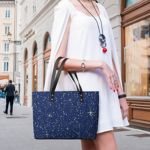 Womens Handbag Stars Pattern Leather Tote Bag Top Handle Satchel Bags For Lady