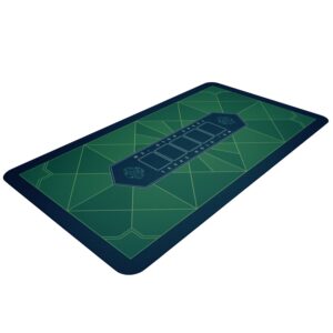 bullets playing cards - paulie-poker layout - table top mat 63" x 31.5" - deluxe playing mat for casino night - green