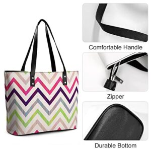 Womens Handbag Rainbow Wave Leather Tote Bag Top Handle Satchel Bags For Lady