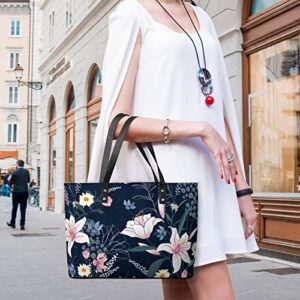 Womens Handbag Floral Flowers Leather Tote Bag Top Handle Satchel Bags For Lady