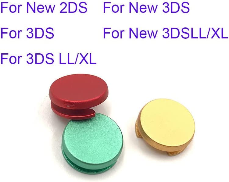 Tekmihat Metal Button 3D Analog Controller Stick Joystick Cover Buttons for New 2DS 3DS LL XL New 3DS New 3DS XL LL (Green)