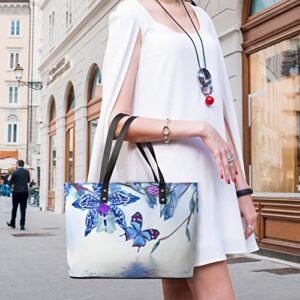 Womens Handbag Orchids And Butterfly Leather Tote Bag Top Handle Satchel Bags For Lady