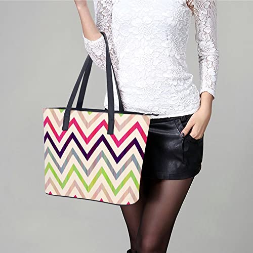 Womens Handbag Rainbow Wave Leather Tote Bag Top Handle Satchel Bags For Lady