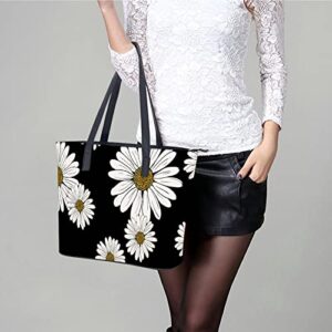 Womens Handbag Daisy Flowers Leather Tote Bag Top Handle Satchel Bags For Lady